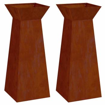 Säulen Pflanzer 2 stk. Rostoptik 40 x 40 x 100 cm
