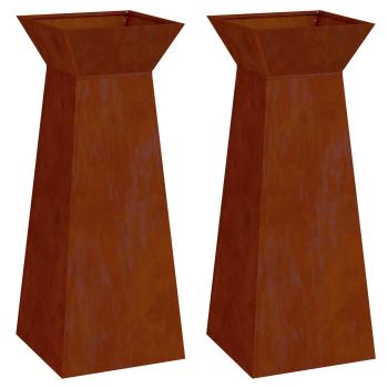 Säulen Pflanzer 2 stk. Rostoptik 40 x 40 x 100 cm