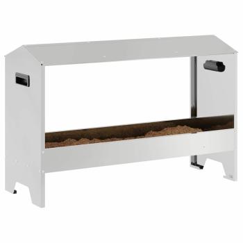 Hühnerfütterungsrinne Silber 81 x 32 x 53,5 cm Verzinkter Stahl
