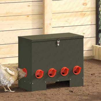 ARDEBO.de - Hühnerfütterer Olivgrün 60,5 x 29 x 51 cm 25 kg