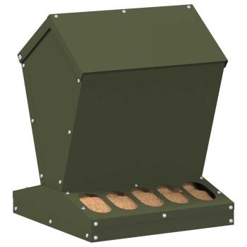 Hühnerfütterer Olive Grün 30 x 30 x 39 cm Kaltgewalzter Stahl