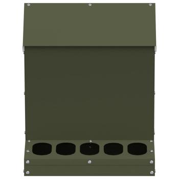 Hühnerfütterer Olive Grün 30 x 30 x 39 cm Kaltgewalzter Stahl