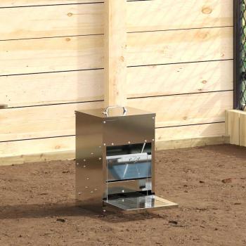 ARDEBO.de - Hühnertretfeeder Silber 25 x 42 x 40 cm 4 kg Verzinkter Stahl
