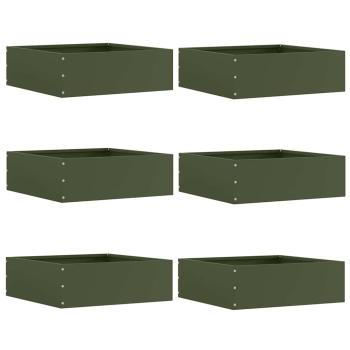 ARDEBO.de - Raseneinfassung 6 Stk. 40 x 40 x 13 cm Stahl Olive Grün