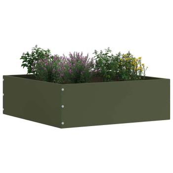 Raseneinfassung 6 Stk. 40 x 40 x 13 cm Stahl Olive Grün