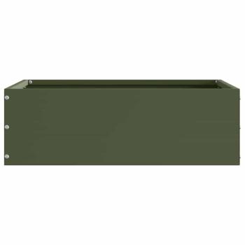 Raseneinfassung 6 Stk. 40 x 40 x 13 cm Stahl Olive Grün
