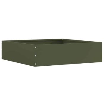 ARDEBO.de - Raseneinfassung Olive Grün 50 x 50 x 13 cm Stahl