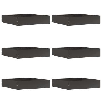 Rasenkante 6 stk. 60 x 60 x 13 cm Stahl Schwarz