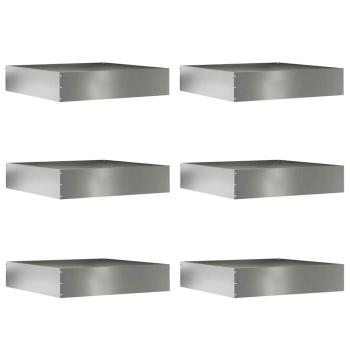 Rasenkante 6 stk. 60 x 60 x 13 cm Verzinkter Stahl Silber
