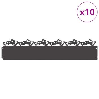Rasenkanten 10 stk. 103 x 0,05 x 22 cm Stahl Schwarz
