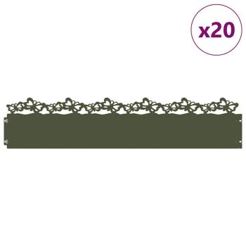 Rasenkanten 20 Stk. 103 x 0,05 x 22 cm Stahl Olive Grün