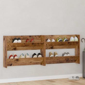 Schuhschrank 2 stk. 80 x 18 x 60 cm Holzwerkstoff Altholz