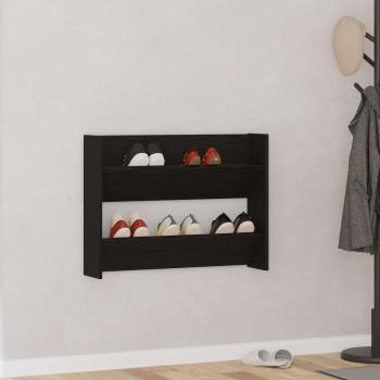 ARDEBO.de - Schuhschrank 82 x 18 x 60 cm Holzwerkstoff Schwarz Eichen-Optik