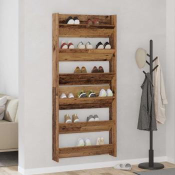 ARDEBO.de - Schuhschrank 2 stk. 84 x 18 x 90 cm Holzwerkstoff Altholz