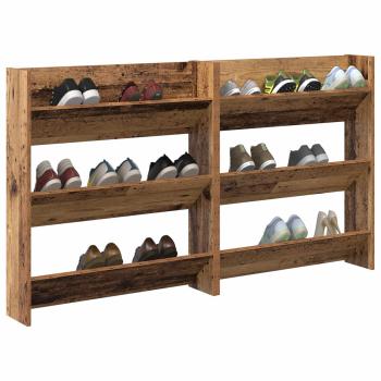 Schuhschrank 2 stk. 84 x 18 x 90 cm Holzwerkstoff Altholz