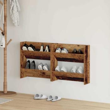 ARDEBO.de - Schuhschrank 2 stk. 60 x 18 x 60 cm Holzwerkstoff Altholz