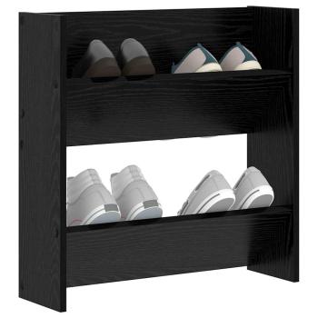 Schuhschrank 60 x 18 x 60 cm Holzwerkstoff Schwarz Eichen-Optik