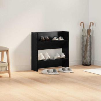 Schuhschrank 60 x 18 x 60 cm Holzwerkstoff Schwarz Eichen-Optik