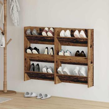 ARDEBO.de - Schuhschrank 2 stk. 60 x 18 x 90 cm Holzwerkstoff Altholz