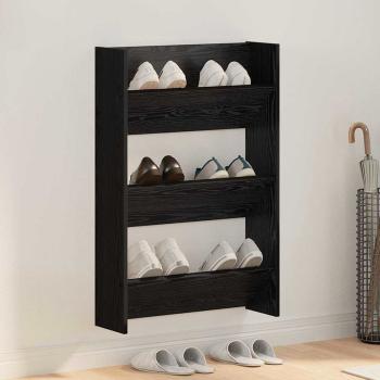 ARDEBO.de - Schuhschrank 60 x 18 x 90 cm Holzwerkstoff Schwarz Eichen-Optik