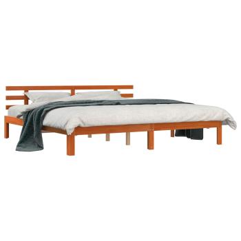 Bettrahmen Wachsbraun 203,5 x 205,5 x 69,5 cm Massivholz Kiefer