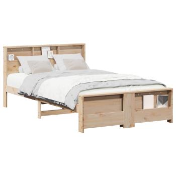 Bettrahmen mit Regal Braun 135 x 190 cm Massives Kiefernholz