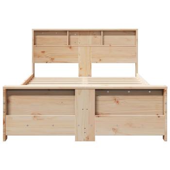 Bettrahmen mit Regal Braun 135 x 190 cm Massives Kiefernholz