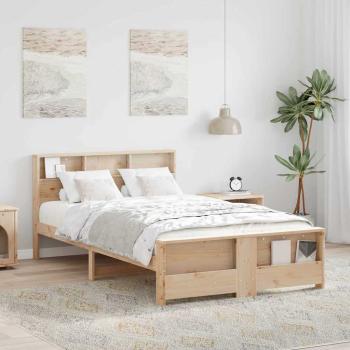 ARDEBO.de - Bettrahmen mit Regal Braun 120 x 190 cm Massives Kiefernholz