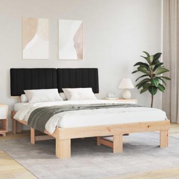 ARDEBO.de - Bettgestell mit gepolstertem Kopfteil Schwarz 160 x 200 cm