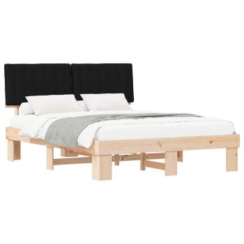 Bettgestell mit gepolstertem Kopfteil Schwarz 160 x 200 cm