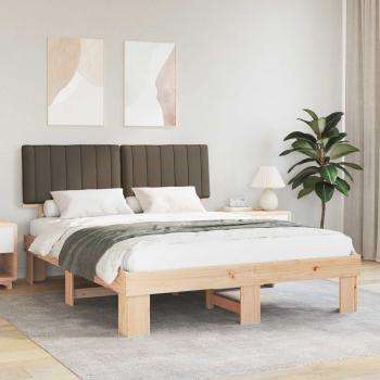 ARDEBO.de - Bettgestell mit gepolstertem Kopfteil Taupe 160 x 200 cm