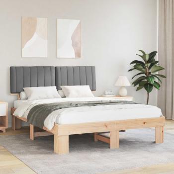 ARDEBO.de - Bettgestell mit gepolstertem Kopfteil Hellgrau 150 x 200 cm