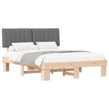 Bettgestell mit gepolstertem Kopfteil Hellgrau 150 x 200 cm