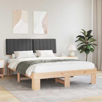 ARDEBO.de - Bettgestell mit gepolstertem Kopfteil Dunkelgrau 150 x 200 cm