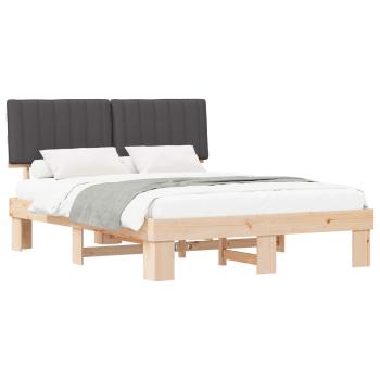 Bettgestell mit gepolstertem Kopfteil Dunkelgrau 150 x 200 cm
