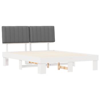 Bettgestell mit gepolstertem Kopfteil Hellgrau 150 x 200 cm