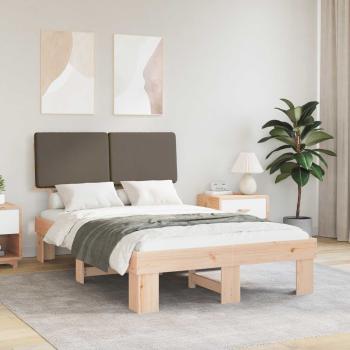 ARDEBO.de - Bettgestell mit gepolstertem Kopfteil Taupe 120 x 200 cm