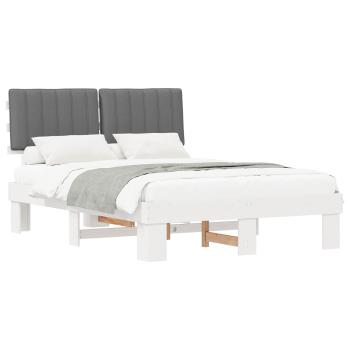 Bettgestell mit gepolstertem Kopfteil Hellgrau 140 x 190 cm