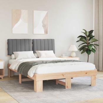 ARDEBO.de - Bettgestell mit gepolstertem Kopfteil Hellgrau 135 x 190 cm