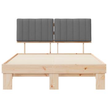 Bettgestell mit gepolstertem Kopfteil Hellgrau 135 x 190 cm