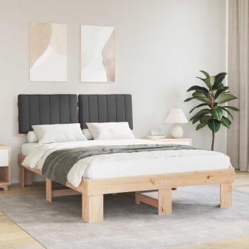 ARDEBO.de - Bettgestell mit gepolstertem Kopfteil Dunkelgrau 135 x 190 cm