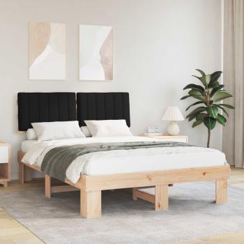 ARDEBO.de - Bettgestell mit gepolstertem Kopfteil Schwarz 135 x 190 cm