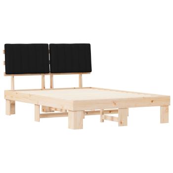 Bettgestell mit gepolstertem Kopfteil Schwarz 135 x 190 cm
