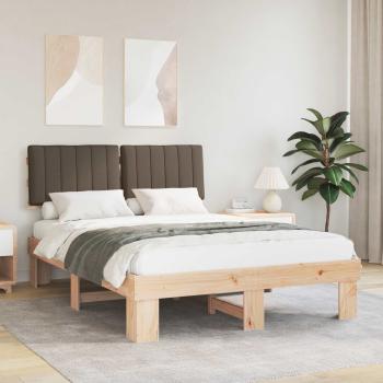 ARDEBO.de - Bettgestell mit gepolstertem Kopfteil Taupe 135 x 190 cm