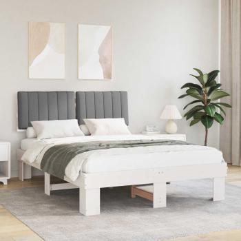 ARDEBO.de - Bettgestell mit gepolstertem Kopfteil Hellgrau 135 x 190 cm