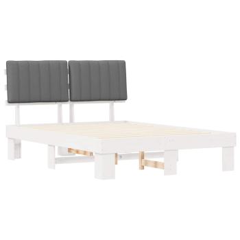 Bettgestell mit gepolstertem Kopfteil Hellgrau 135 x 190 cm