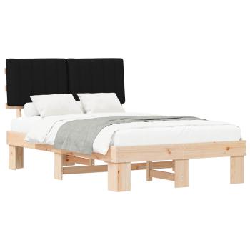 Bettgestell mit gepolstertem Kopfteil Schwarz 120 x 190 cm