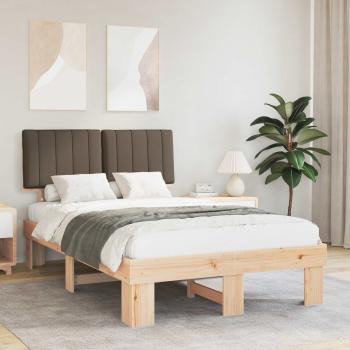 ARDEBO.de - Bettgestell mit gepolstertem Kopfteil Taupe 120 x 190 cm