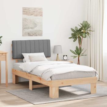 ARDEBO.de - Bettgestell mit gepolstertem Kopfteil Hellgrau 100 x 200 cm