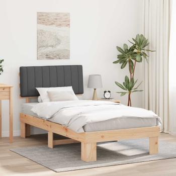 ARDEBO.de - Bettgestell mit gepolstertem Kopfteil Dunkelgrau 100 x 200 cm